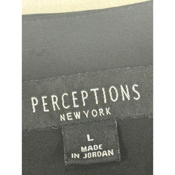 Perceptions New York Black Cardigan Women's Large Long Sleeve Button Front - Picture 6 of 8